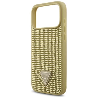 6. Guess Rhinestone Triangle Logo Case for iPhone 17 Pro Max - Gold