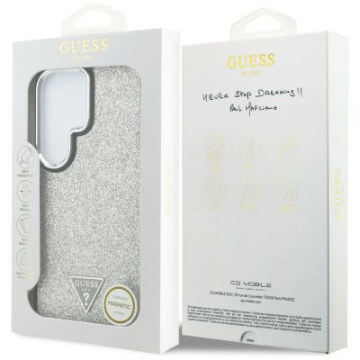 8. Guess Fixed Glitter Triangle MagSafe case for Samsung Galaxy S26 Ultra - silver