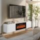 7. TULA TV cabinet 183x35x37 white matt + black fireplace