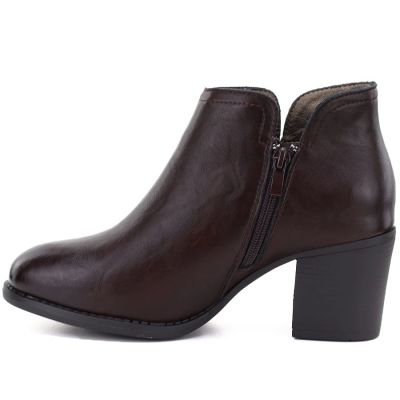 3. Burgundy Leather Heeled Ankle Boots M.Daszyński OL60-1