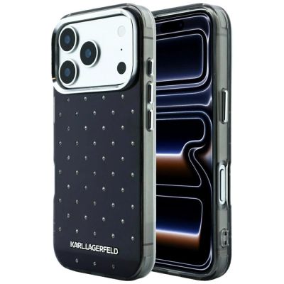 Karl Lagerfeld IML Rhinestones Allover and Electroplated Logo Case for iPhone 17 Pro Max / 18 Pro Max - Black