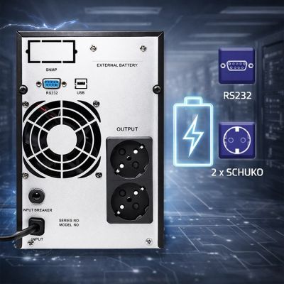 4. Qoltec Pure Sine Wave UPS | 1kVA | 800W | AVR | LCD | Pure Sine