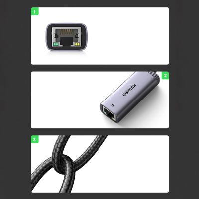 6. Ugreen external USB Type C network adapter - RJ45 1Gbps (1000Mbps) gray (40322 CM483)