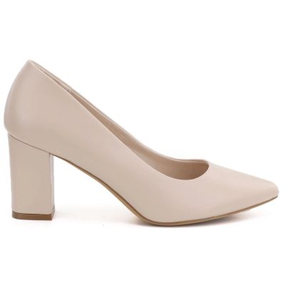 7. Women's cream pink pumps on the block heel Sergio Leone PB414
