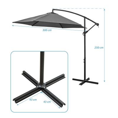 22. 300CM FOLDING GARDEN UMBRELLA ON A BOOM, ANTHRACITE GREY