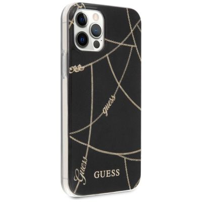 4. Guess Gold Chain Collection iPhone 12 Pro Max 6.7" Case - Black