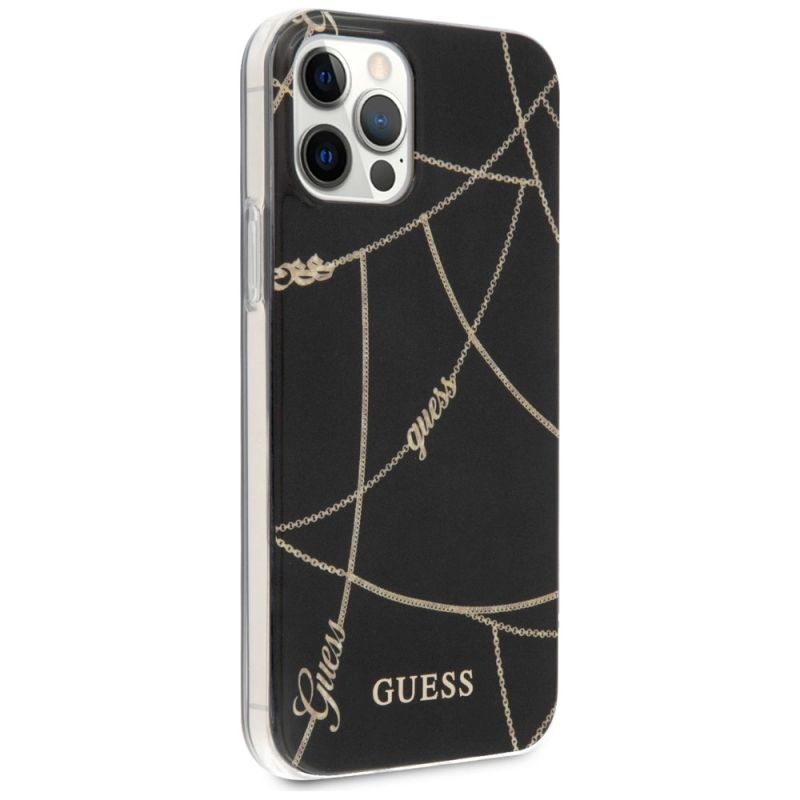 4. Guess Gold Chain Collection iPhone 12 Pro Max 6.7" Case - Black