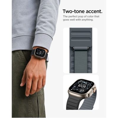 8. Spigen Athlex Air M Strap for Apple Watch 44 / 45 / 46 / 49 mm - Black and Gray