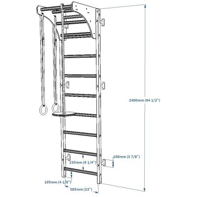 8. BENCHK GYMNASTICS WALL BARS WITH ADJUSTABLE BEECHWOOD PULL-UP BAR AND GYMNASTICS ACCESSORIES 711B A076