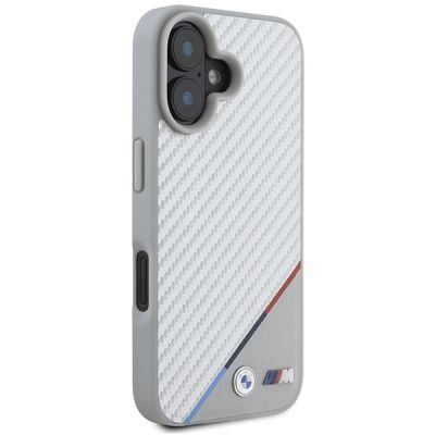 4. BMW M Carbon Tricolor Line MagSafe iPhone 16 Case - Gray