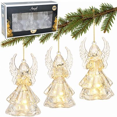 DECORATIVE ANGEL ACRYLIC 9CM LED 3 PCS
