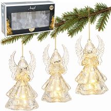 DECORATIVE ANGEL ACRYLIC 9CM LED 3 PCS