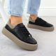 5. Women's leather platform sneakers, black, Filippo DP6119