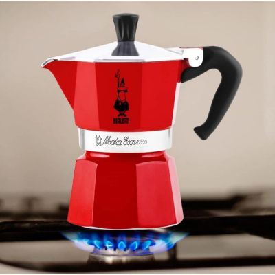 2. BIALETTI 3-cup coffee maker Moka Express 5466 red