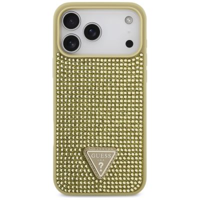 3. Guess Rhinestone Triangle Logo Case for iPhone 17 Pro Max - Gold