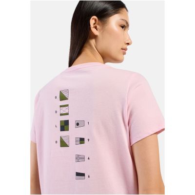 Women's short-sleeve ODLO T-shirt crew neck s/s COTTON BLEND ODLO FLAGS, pink