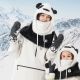 11. Qunature Panda Heat Transfer Ski Gloves Kids Size S - Black/White