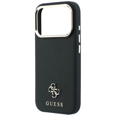 6. Guess Saffiano Small 4G & Classic Logo MagSafe Case for iPhone 17 Pro Max / 18 Pro Max - Black