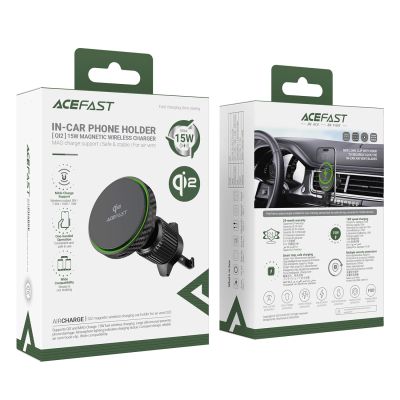 7. Acefast D33 Car Holder with Qi2 15W Magnetic Charger for Air Vent - Black