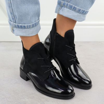 7. Women's insulated patent leather ankle boots, black, Jezzi ASA198-15