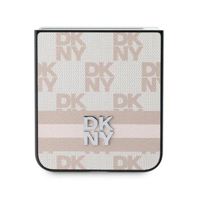 5. DKNY Checkered Pattern Printed Stripes Case for Samsung Galaxy Z Flip 6 - Pink