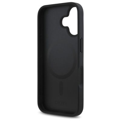 7. DKNY Repeat Pattern Stack Logo MagSafe iPhone 16 Case - Black