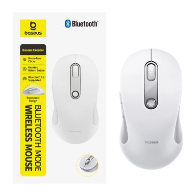4. Baseus F02 Wireless Ergonomic Bluetooth Mouse - White