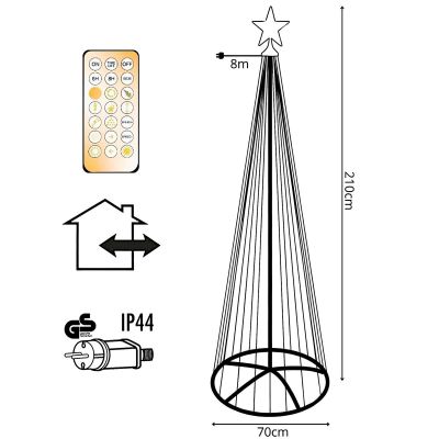 4. DECORATIVE CHRISTMAS TREE 370LED SUPER WARM WHITE 210CM BLACK