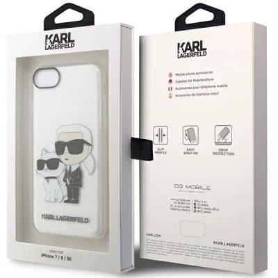 8. Karl Lagerfeld KLHCI8HNKCTGT iPhone 7/8/ SE 2020 / SE 2022 transparent hardcase Gliter Karl&Choupette