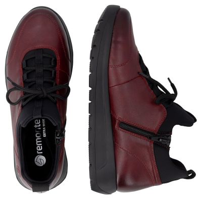 5. Women's leather insulated ankle boots, burgundy Remonte Rieker D2V06-35