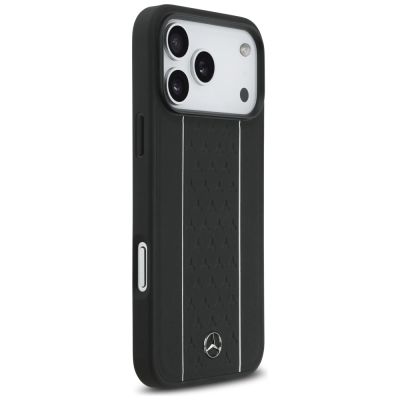 4. Mercedes Leather Star Pattern Stripes MagSafe Case for iPhone 17 Pro Max - Black