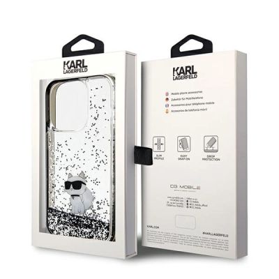 8. Karl Lagerfeld Liquid Glitter Choupette case for iPhone 14 Pro Max - transparent