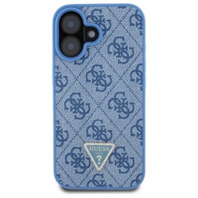 3. Guess Leather Metal Logo Strass Crossbody Case for iPhone 16 - Blue