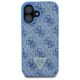 3. Guess Leather Metal Logo Strass Crossbody Case for iPhone 16 - Blue
