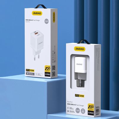 9. Wall charger GaN 33W PPS USB C/USB Dudao A13Pro - white