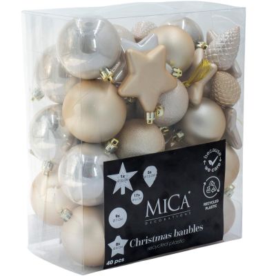12. DECORATIVE PLASTIC BAUBLE SAFE 40 PCS CREAM MICA