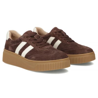 5. Women's brown leather and suede platform shoes Filippo DP6776