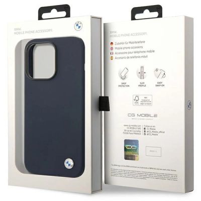 8. Case BMW BMHMP14XSILNA iPhone 14 Pro Max 6.7" navy blue/navy Silicone Metal Logo MagSafe