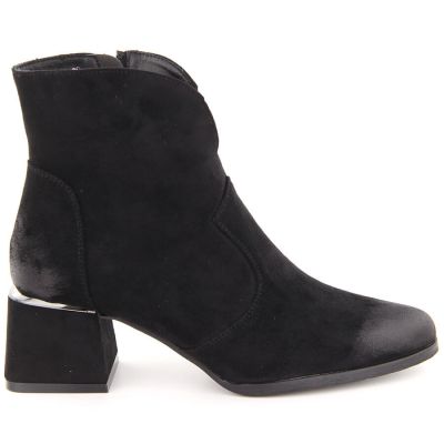 8. Women's suede high-heeled ankle boots, black, Potocki 12422