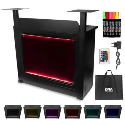2. DJ BOOTH BK - DJ booth table, RGB LED backlit board, remote control, pens, cover