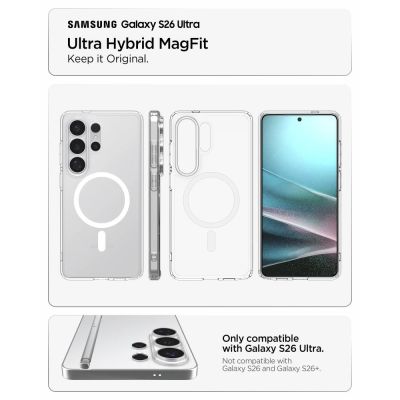 6. Spigen Ultra Hybrid Mag MagSafe Case for Samsung Galaxy S26 Ultra - Clear and White