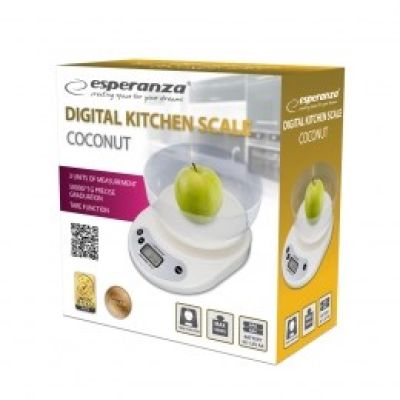 3. ESPERANZA COCONUT EKS007 Electronic Kitchen Scale with Bowl