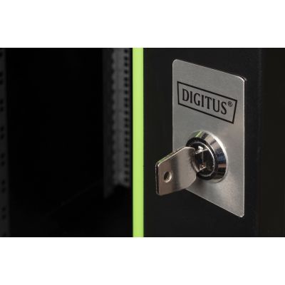9. Digitus Unique 19" 20U rackmount network cabinet 600x600, glass door, black, undivided, assembled, 100kg