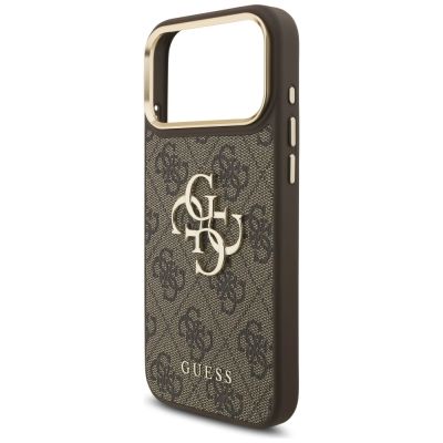 6. Guess 4G Big 4G Classic Logo Big Strap Metal Buttons Case for iPhone 17 Pro Max - Brown