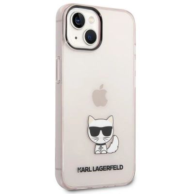 4. Karl Lagerfeld Transparent Choupette Body Case for iPhone 14 Plus / 15 Plus 6.7" - Pink