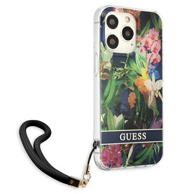 4. Guess GUHCP13LHFLSB iPhone 13 Pro / 13 6.1" blue/blue hardcase Flower Strap