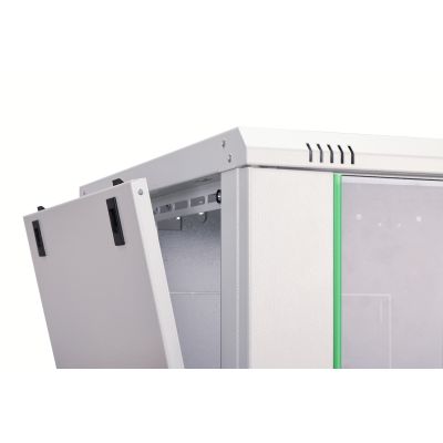 30. DYNAmic 19" 9U 600x600 wall-mounted network cabinet, glass door, gray, undivided, assembled, 60kg