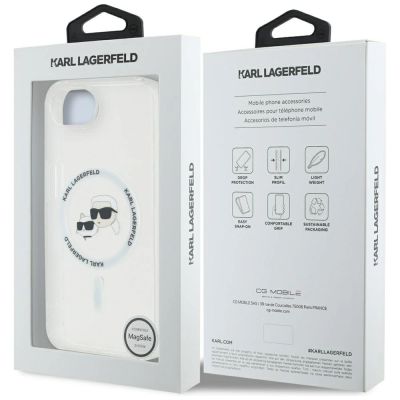 8. Karl Lagerfeld IML Metal Karl & Choupette Heads MagSafe iPhone 16e Case - White