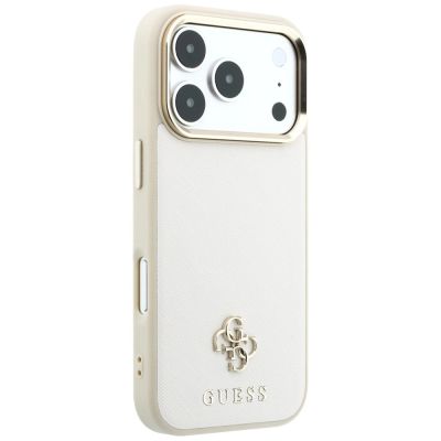 4. Guess Saffiano Small 4G & Classic Logo MagSafe case for iPhone 17 Pro Max / 18 Pro Max - beige