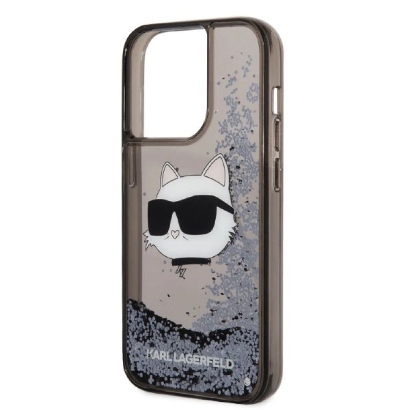 6. Karl Lagerfeld KLHCP14LLNCHCK iPhone 14 Pro 6.1" black/black hardcase Glitter Choupette Head